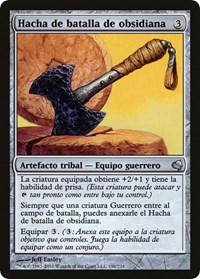 Obsidian Battle-Axe (Spanish) - "Hacha de batalla de obsidiana", Magic Encyclopedia 2011 (Salvat)