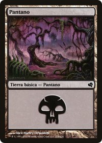Swamp (Spanish) - "Pantano" (214), Magic Encyclopedia 2011 (Salvat)