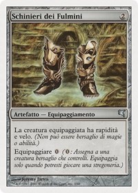 Lightning Greaves (Italian) - "Schinieri dei Fulmini", Magic Encyclopedia 2005 (Salvat/Hachette)