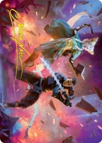 Explosive Entry Art Card (Gold-Stamped Signature), Art Series: Kamigawa: Neon Dynasty