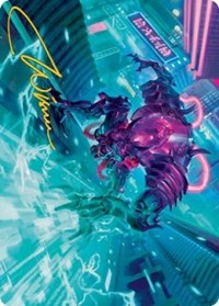 Surgehacker Mech Art Card (Gold-Stamped Signature), Art Series: Kamigawa: Neon Dynasty