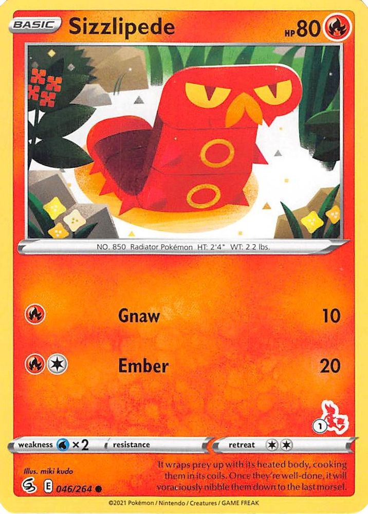 Sizzlipede - 046/264 (#1 Cinderace Stamped)