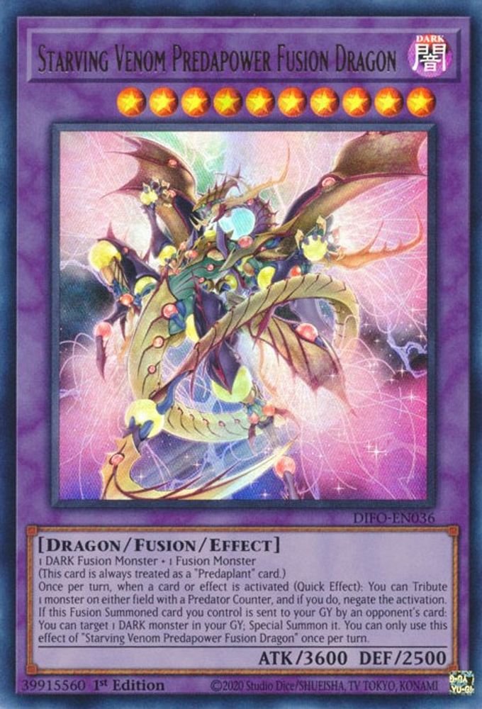 Starving Venom Predapower Fusion Dragon, 1st-edition, front