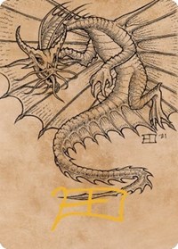 Ancient Gold Dragon Art Card (44/81) (Gold-Stamped Signature), Art Series: Commander Legends: Battle for Baldur's Gate