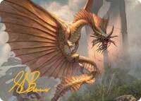 Ancient Gold Dragon Art Card (28/81) (Gold-Stamped Signature), Art Series: Commander Legends: Battle for Baldur's Gate