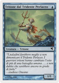 Merfolk of the Pearl Trident (Italian) - "Tritone dal Tridente Perlaceo", Magic Encyclopedia 2005 (Salvat/Hachette)