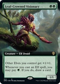 Leaf-Crowned Visionary (Extended Art), Dominaria United