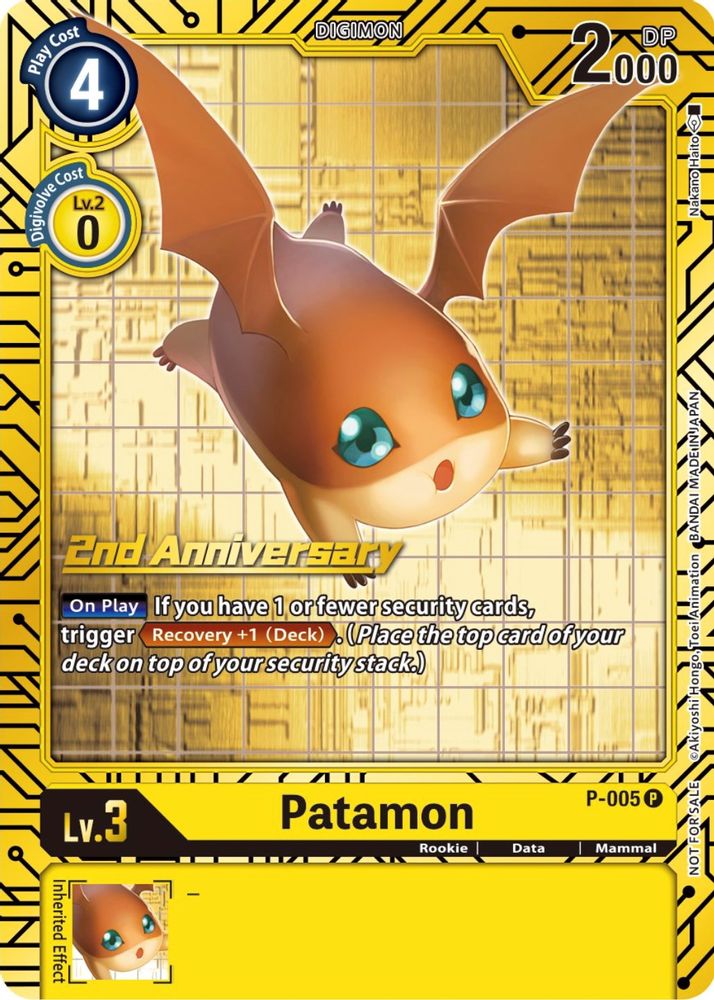Patamon - P-005 (2nd Anniversary Card Set), Foil, front