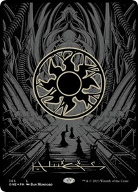 Plains (Phyrexian) - Full Art (Oil Slick Raised Foil), Phyrexia: All Will Be One