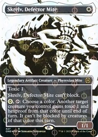 Skrelv, Defector Mite (Showcase) (Step-and-Compleat Foil), Phyrexia: All Will Be One