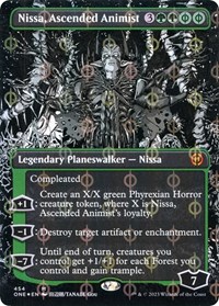 Nissa, Ascended Animist (Borderless) (Step-and-Compleat Foil), Phyrexia: All Will Be One