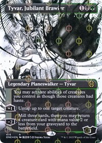 Tyvar, Jubilant Brawler (Borderless) (Step-and-Compleat Foil), Phyrexia: All Will Be One