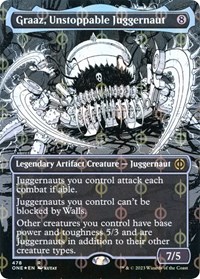 Graaz, Unstoppable Juggernaut (Borderless) (Step-and-Compleat Foil), Phyrexia: All Will Be One