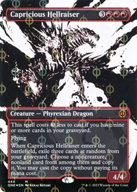 Capricious Hellraiser (Showcase) (Step-and-Compleat Foil), Phyrexia: All Will Be One