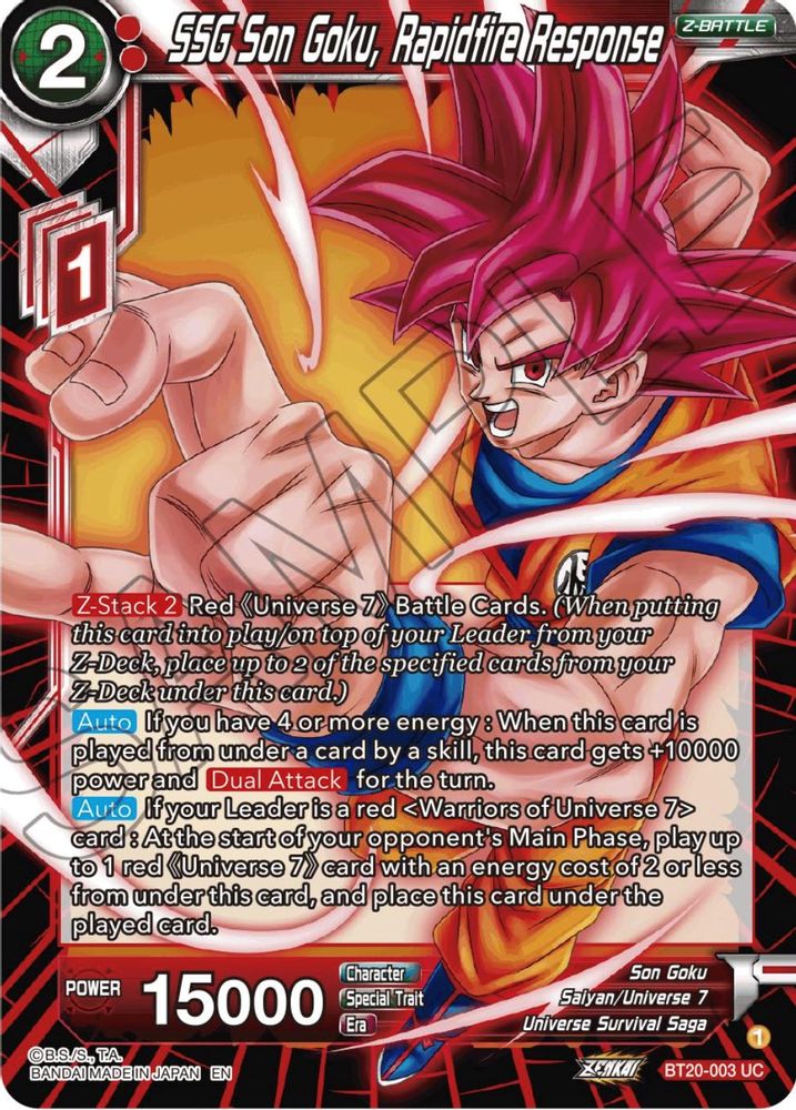 SSG Son Goku, Rapidfire Response, Standard, front