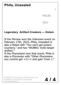 Phila, Unsealed, Un-Known Event Playtest Cards