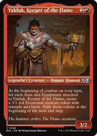 Valduk, Keeper of the Flame (Foil Etched), March of the Machine: Multiverse Legends
