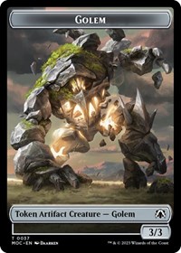 Golem // Clue Double-sided Token, Commander: March of the Machine