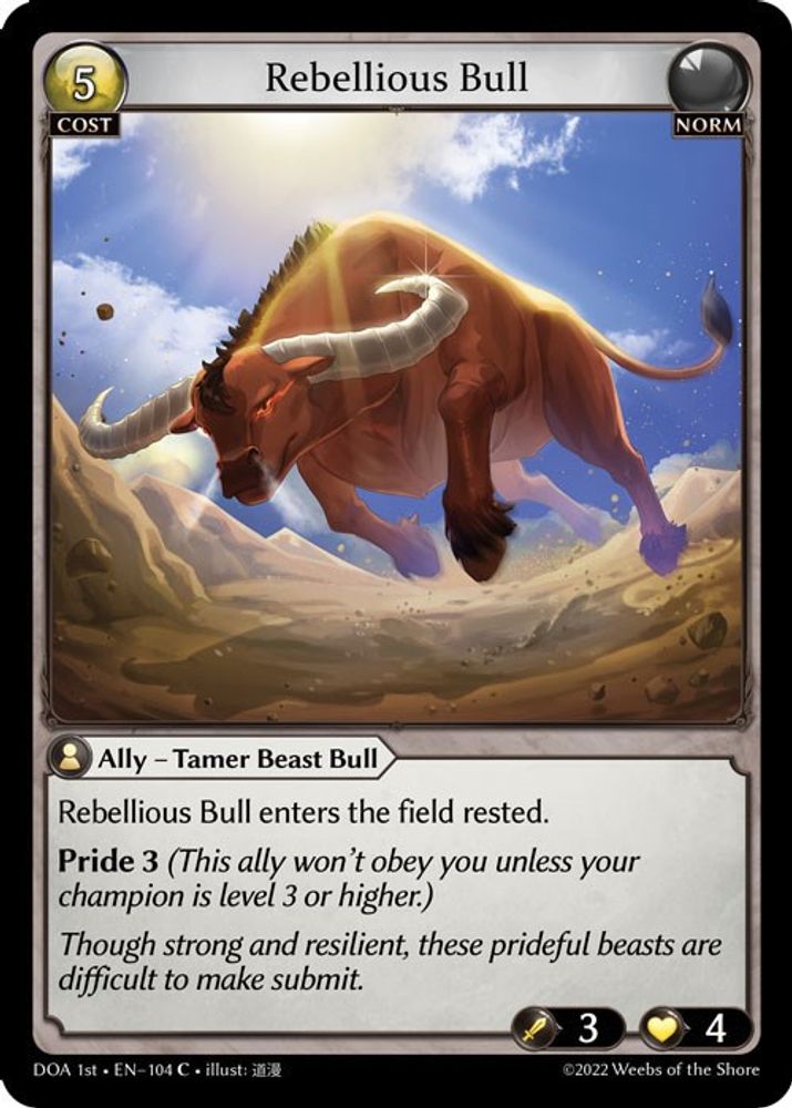 Rebellious Bull, Standard, front