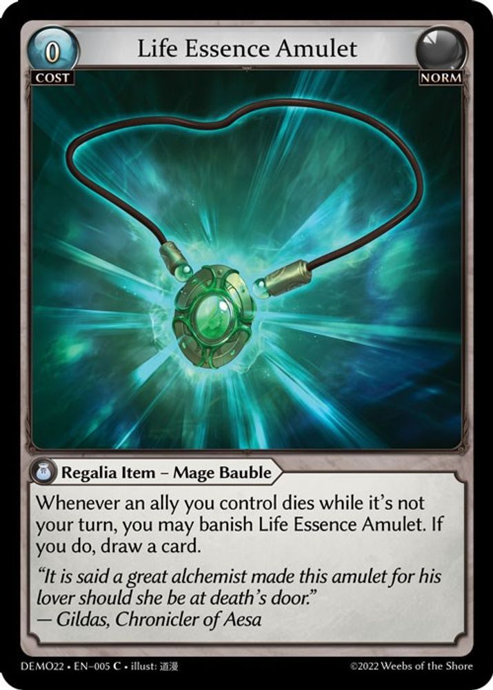 Life Essence Amulet, Standard, front