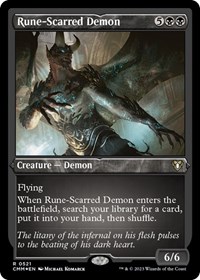 Rune-Scarred Demon (Foil Etched), Commander Masters