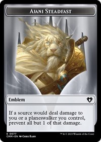 Emblem - Ajani Steadfast // Wizard Double-Sided Token, Commander Masters