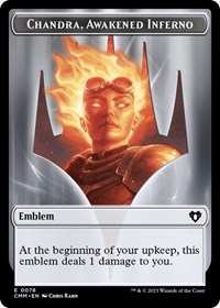 Emblem - Chandra, Awakened Inferno // Wizard Double-Sided Token, Commander Masters
