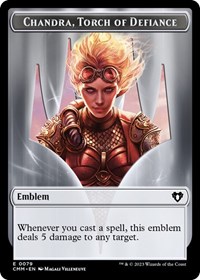 Emblem - Chandra, Torch of Defiance // Wizard Double-Sided Token, Commander Masters