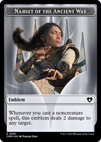 Emblem - Narset of the Ancient Way // Wizard Double-Sided Token, Commander Masters