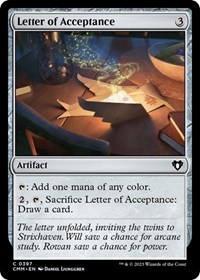 Letter of Acceptance, Commander Masters