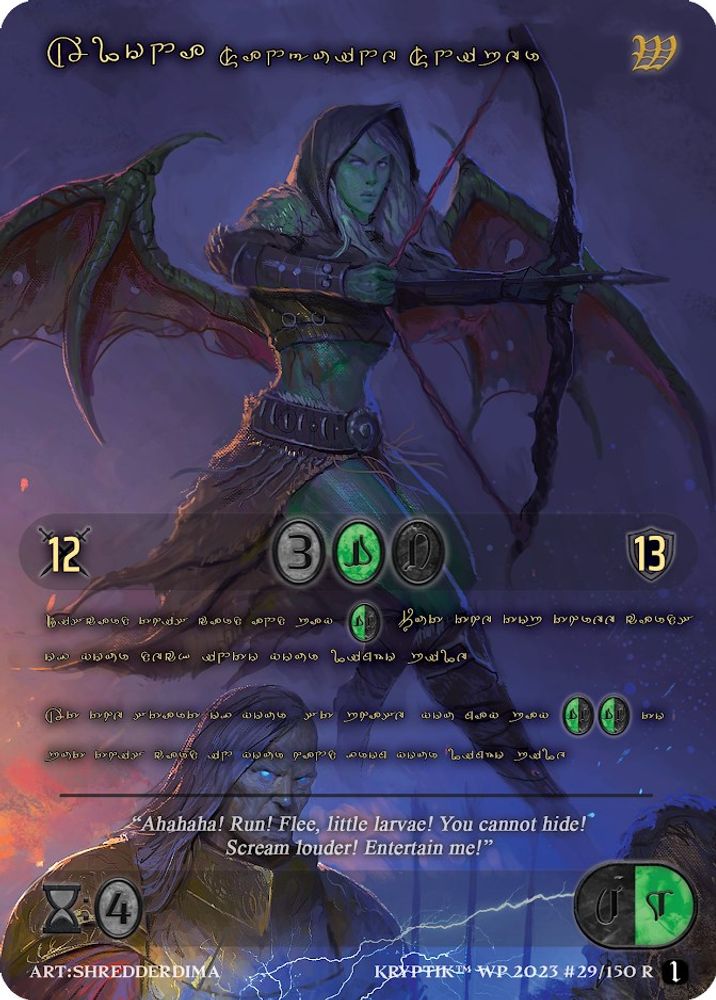 Alona, Sanguine Sniper (Gold Kryptik Language), Standard, front