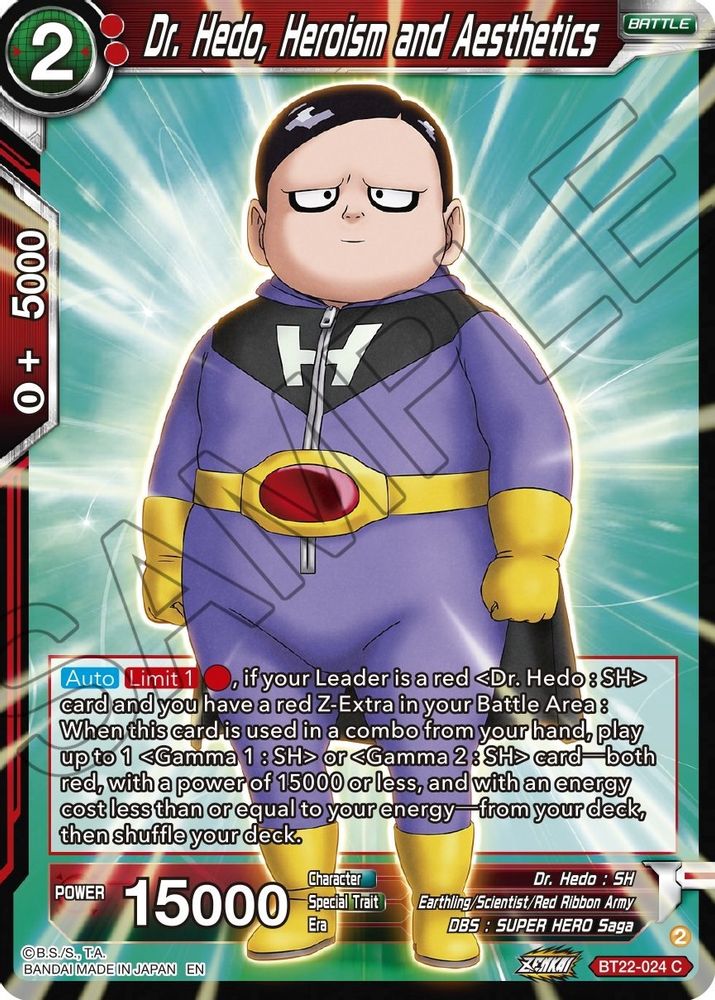 Dr. Hedo, Heroism and Aesthetics, Standard, front