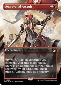 Aggravated Assault (Anime Borderless) (Confetti Foil), Wilds of Eldraine: Enchanting Tales