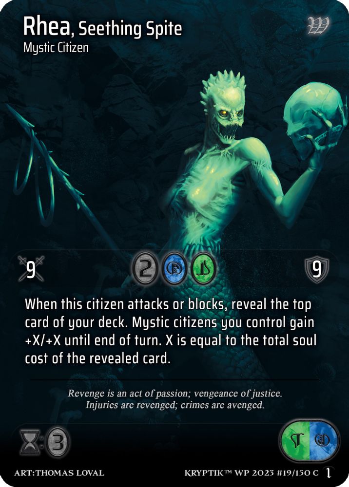 Rhea, Seething Spite (Cosmo Foil), Standard, front