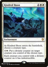 Kindred Boon, The List Reprints