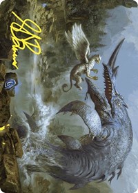 Horned Loch-Whale Art Card (Gold-Stamped Signature), Art Series: Wilds of Eldraine