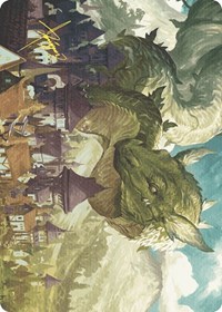 Beanstalk Wurm Art Card (Gold-Stamped Signature), Art Series: Wilds of Eldraine