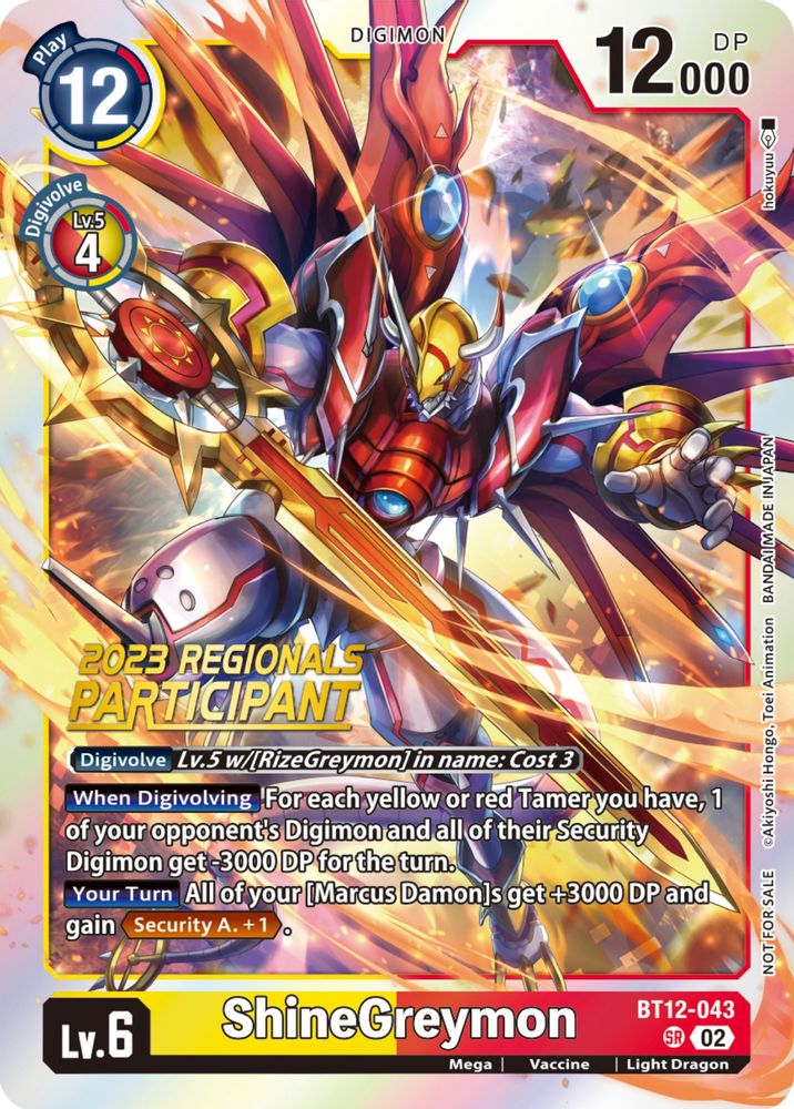 ShineGreymon (2023 Regionals Participant), Foil, front
