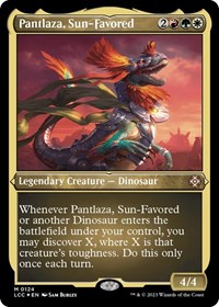 Pantlaza, Sun-Favored (Display Commander) - Thick Stock, Commander: The Lost Caverns of Ixalan