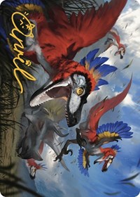 Wrathful Raptors Art Card (Gold-Stamped Signature), Art Series: The Lost Caverns of Ixalan