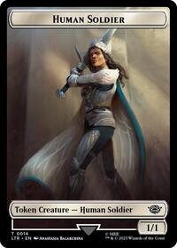 Human Soldier (0014) // Food (0024) Double-Sided Token (Surge Foil), Universes Beyond: The Lord of the Rings: Tales of Middle-earth