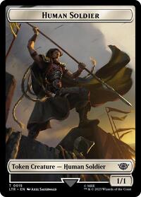 Human Soldier (0015) // Food (0024) Double-Sided Token (Surge Foil), Universes Beyond: The Lord of the Rings: Tales of Middle-earth