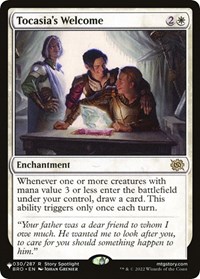 Tocasia's Welcome, The List Reprints