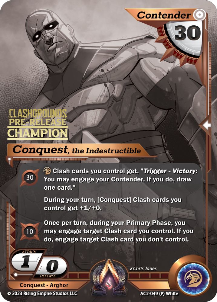 Conquest, the Indestructible (Pre-Release Champion), Standard, front