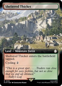 Sheltered Thicket (Extended Art) (Surge Foil), Universes Beyond: Fallout