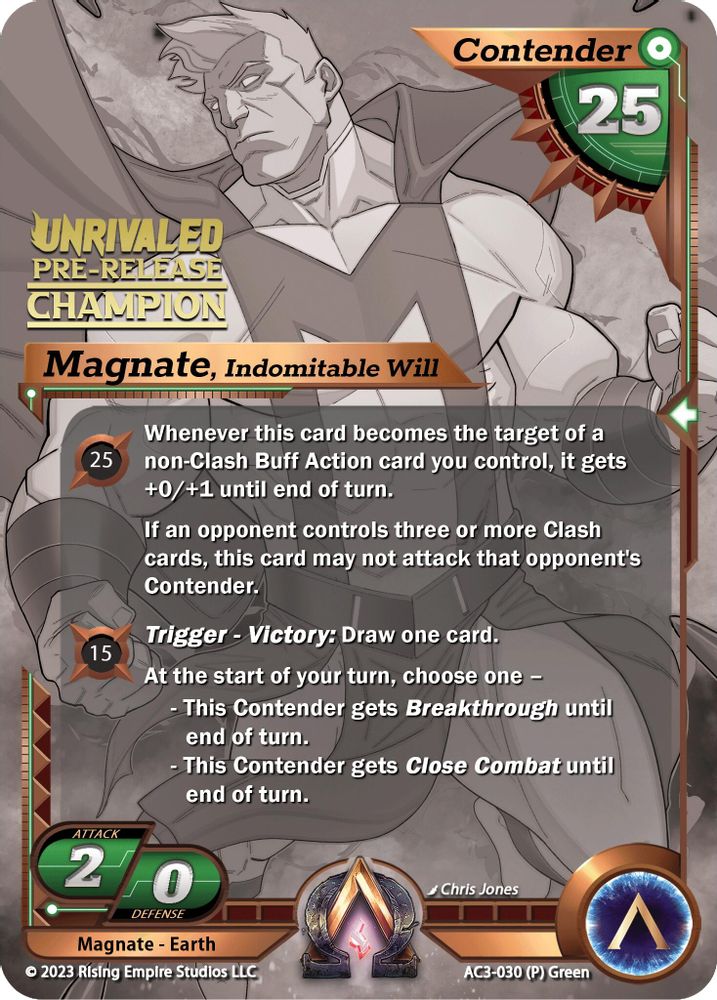 Magnate, Indomitable Will (Pre-Release Champion), Standard, front