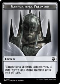 Emblem - Garruk, Apex Predator // Saproling Double-Sided Token, Commander: Modern Horizons 3