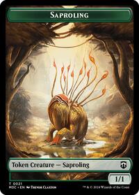 Saproling (Ripple Foil) // Emblem - Garruk, Apex Predator Double-Sided Token, Commander: Modern Horizons 3