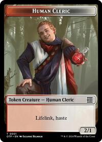 Human Cleric // Plot Double-Sided Token, Outlaws of Thunder Junction: Breaking News