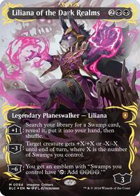 Liliana of the Dark Realms (Borderless) (Raised Foil), Commander: Bloomburrow